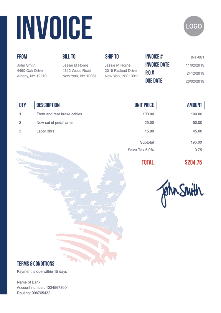 Invoice Template En Us Eagle 